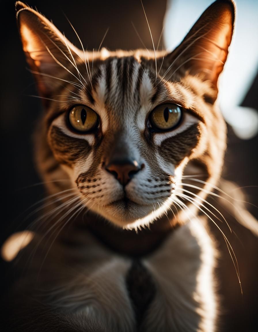 Egyptian Cat Portrait with Giza Pyramid Backdrop