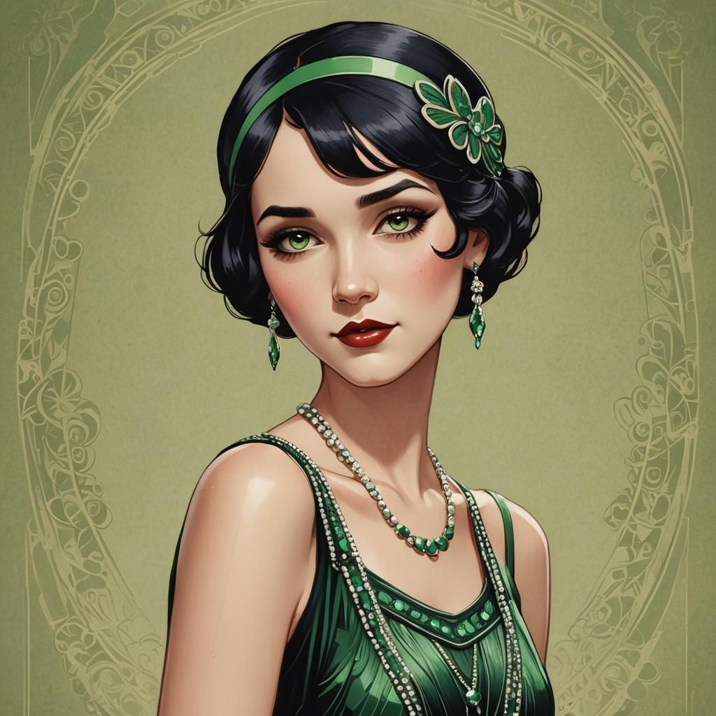 Art Deco Flapper Girl in Disney-Pixar Style