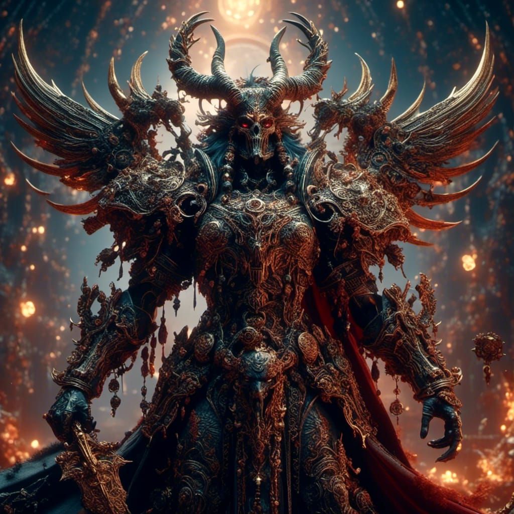 Sinister Horned Demon in Cosmic Landscape