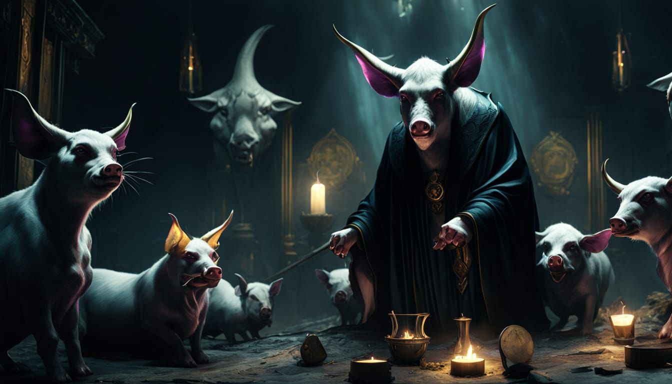 Dark Fantasy Cowpig Concept Art in Rutkowski Style