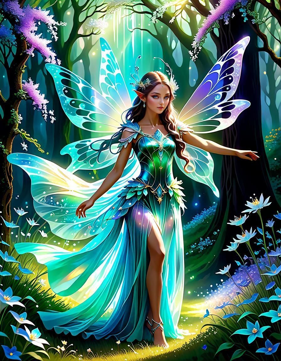 Iridescent Fae Realm with Magical Patterns
