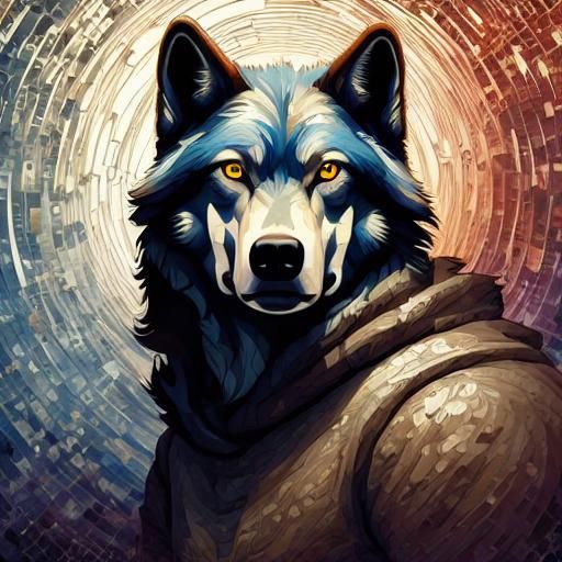 Friendly Female Werewolf Portrait in Art Nouveau Style