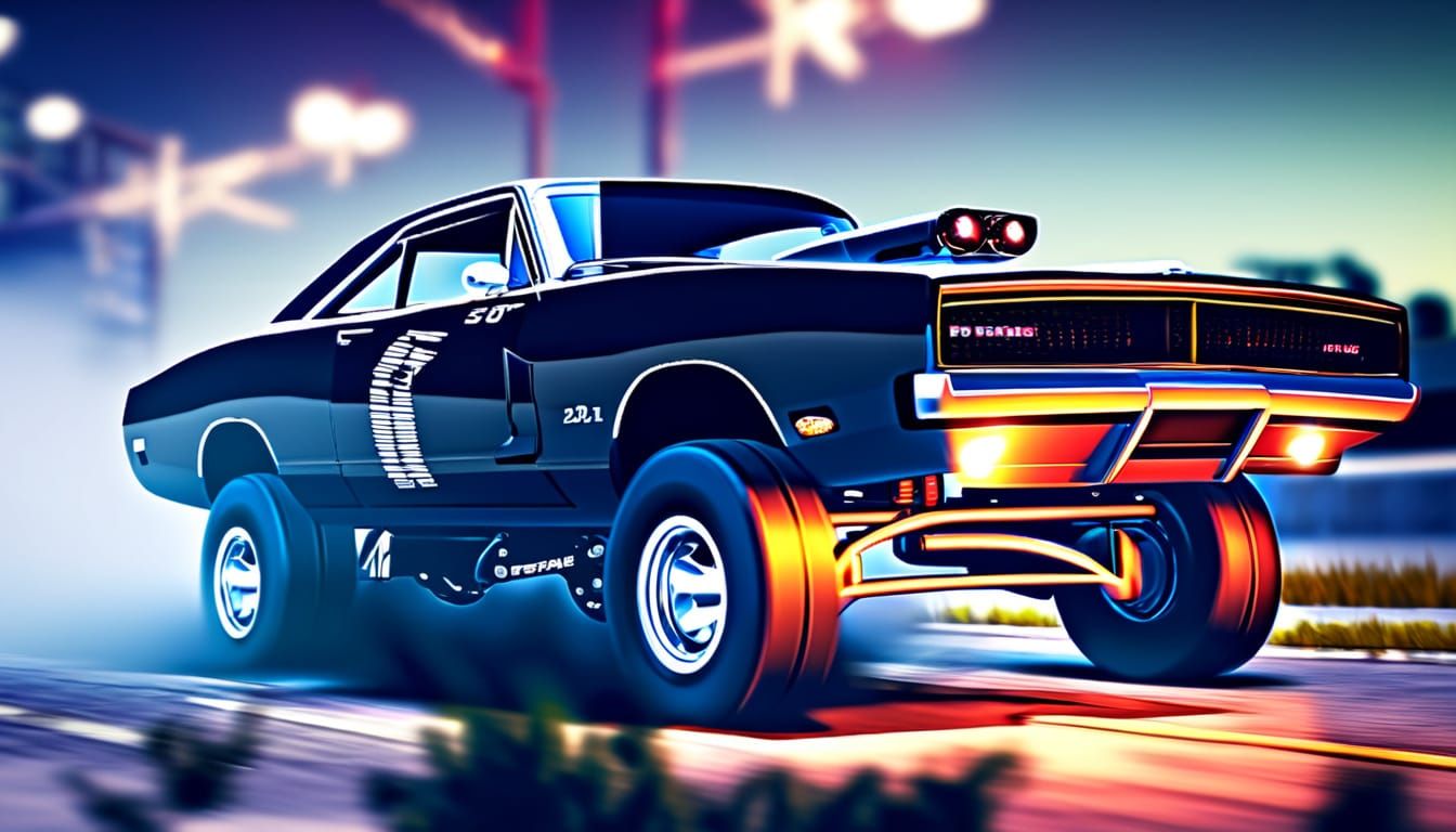 Dodge Charger Races Toyota Supra in Neon City