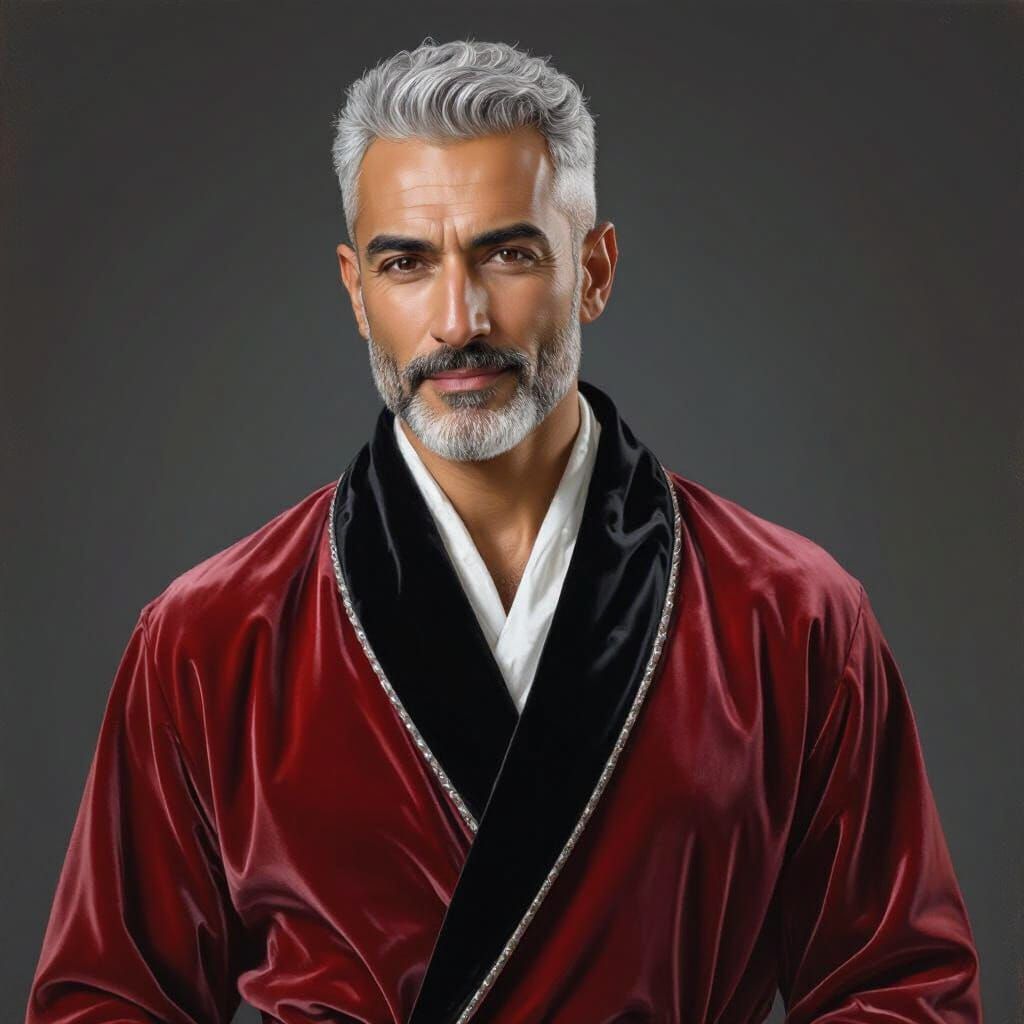 Handsome Man Portrait in Vibrant Gouache Style