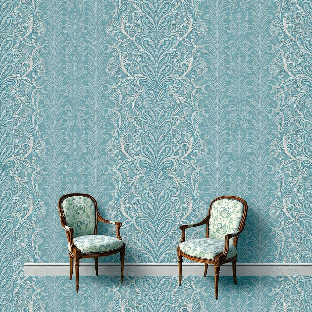 Elegant Victorian Wallpaper in Bold Gouache Style