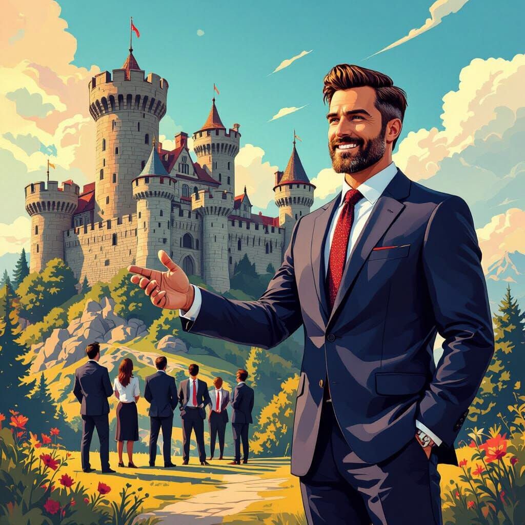 Confident Leader and Growing Team Illustration