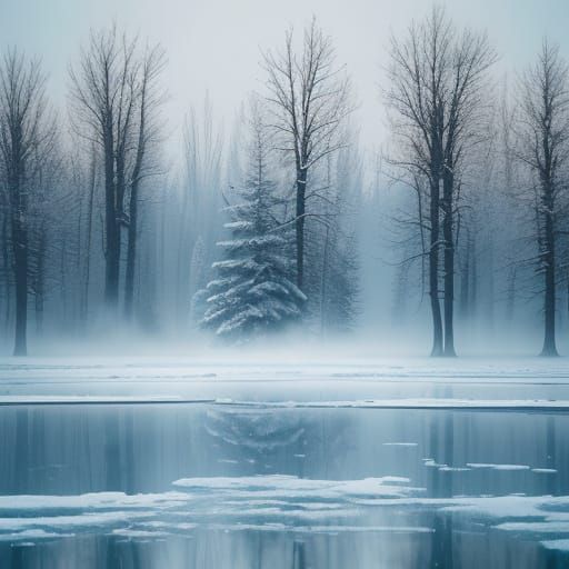 Ethereal Regal Figure in Winter Wonderland Cinematic Still