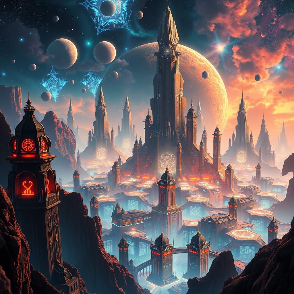 Cortexia: The AI Planet. A visually stunning digital paintin...