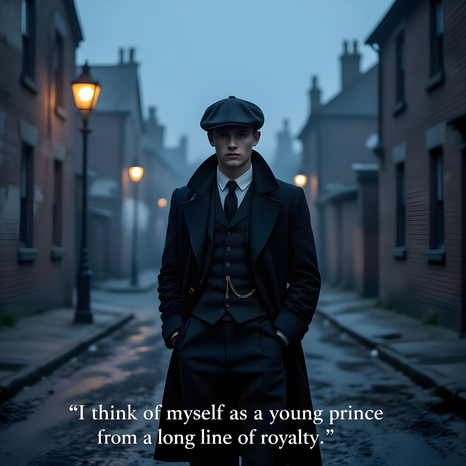 Melancholic Victorian Boy in a Desolate Street