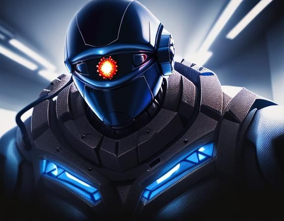 Gigantic Robotic Cyclops Wielding Club in Retrofuturistic St...