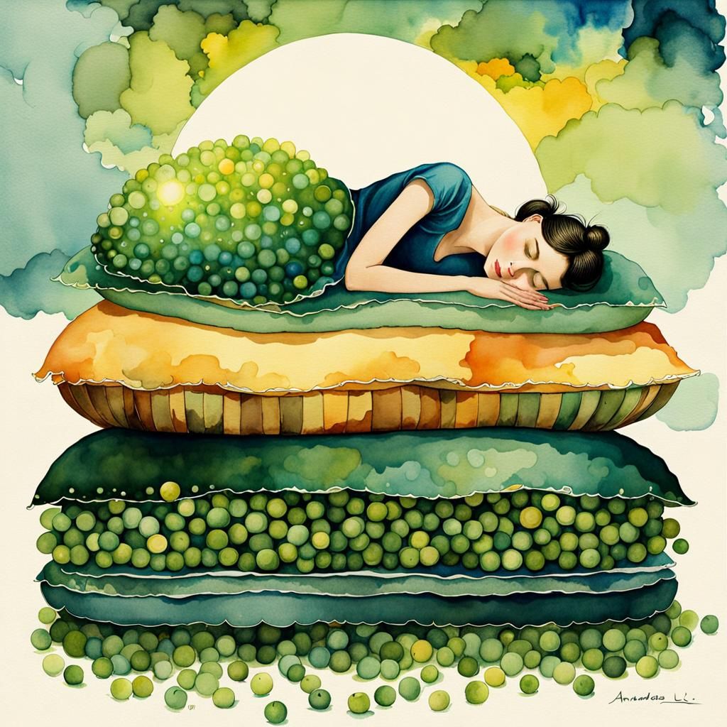 Dreamlike Princess Sleeps: Watercolor Ink Art