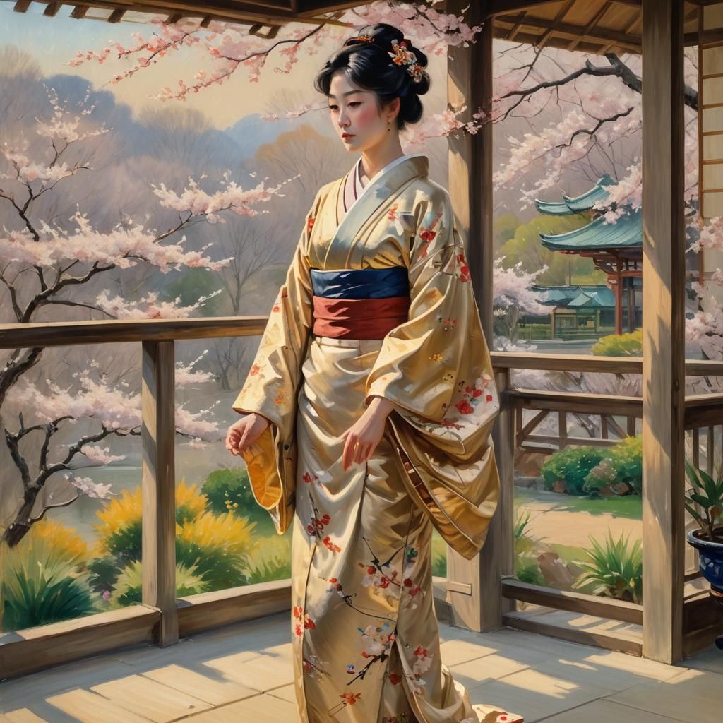 Madame Butterfly in Impressionist Style