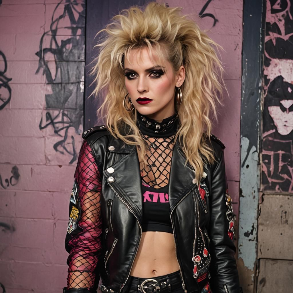 Blond Woman in 80s New Romantic Glam Outfit