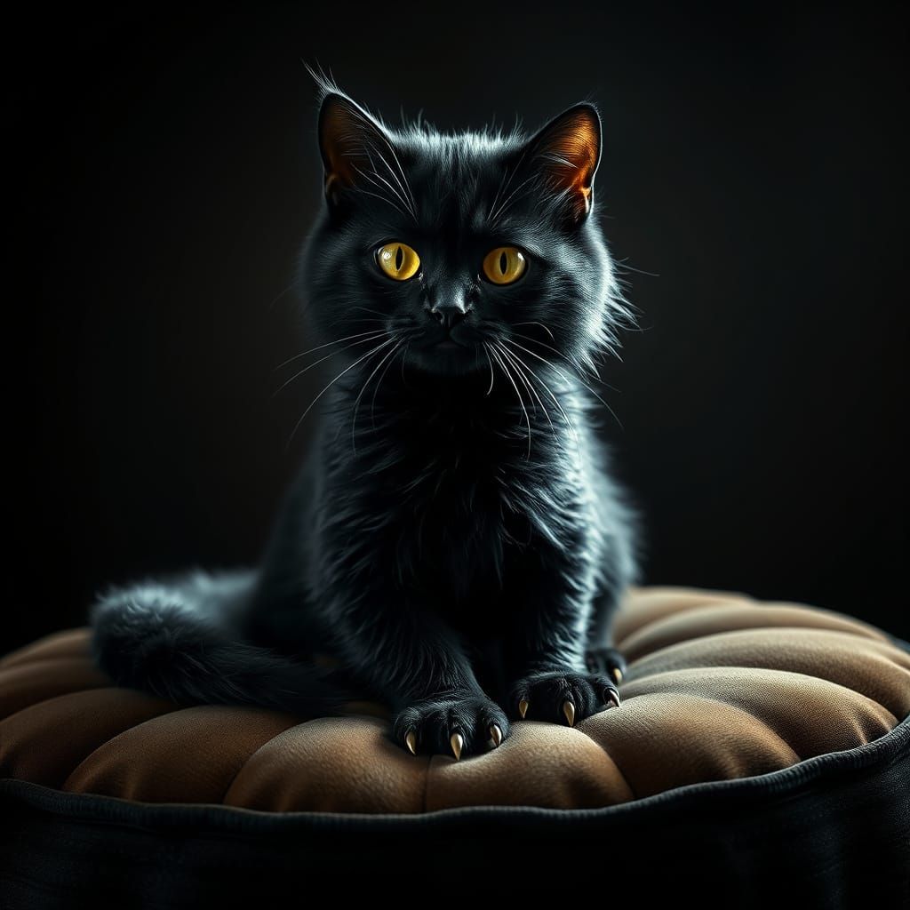 Fluffy Kitten Basilisk on Velvet Cushion