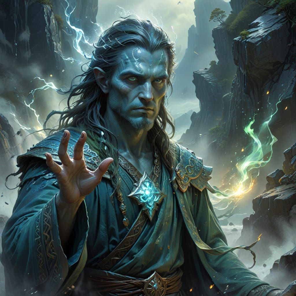 Elemental Whisperer Calms Tempest in Digital Fantasy Art