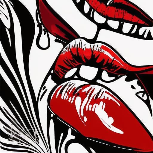 Graffiti Style Kiss with Red Lips