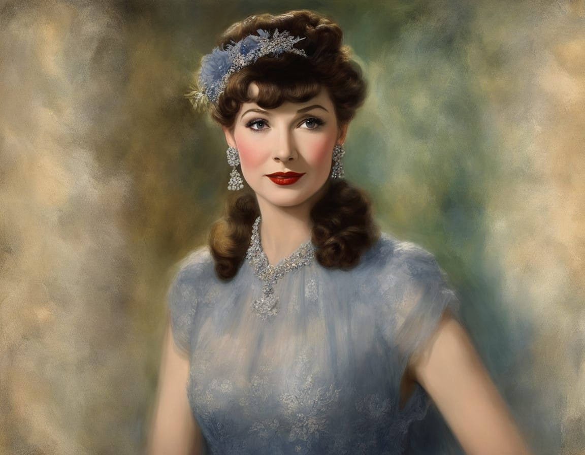 Claudette Colbert Portrait in Impasto Chalk Art Style