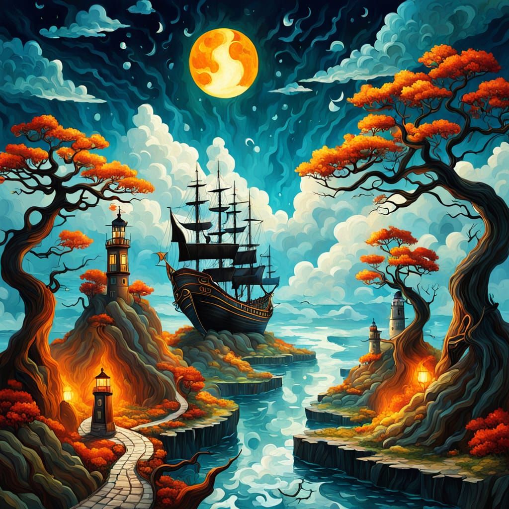 Surreal Galleon Sails to Dreamscape: Fantasycore Art