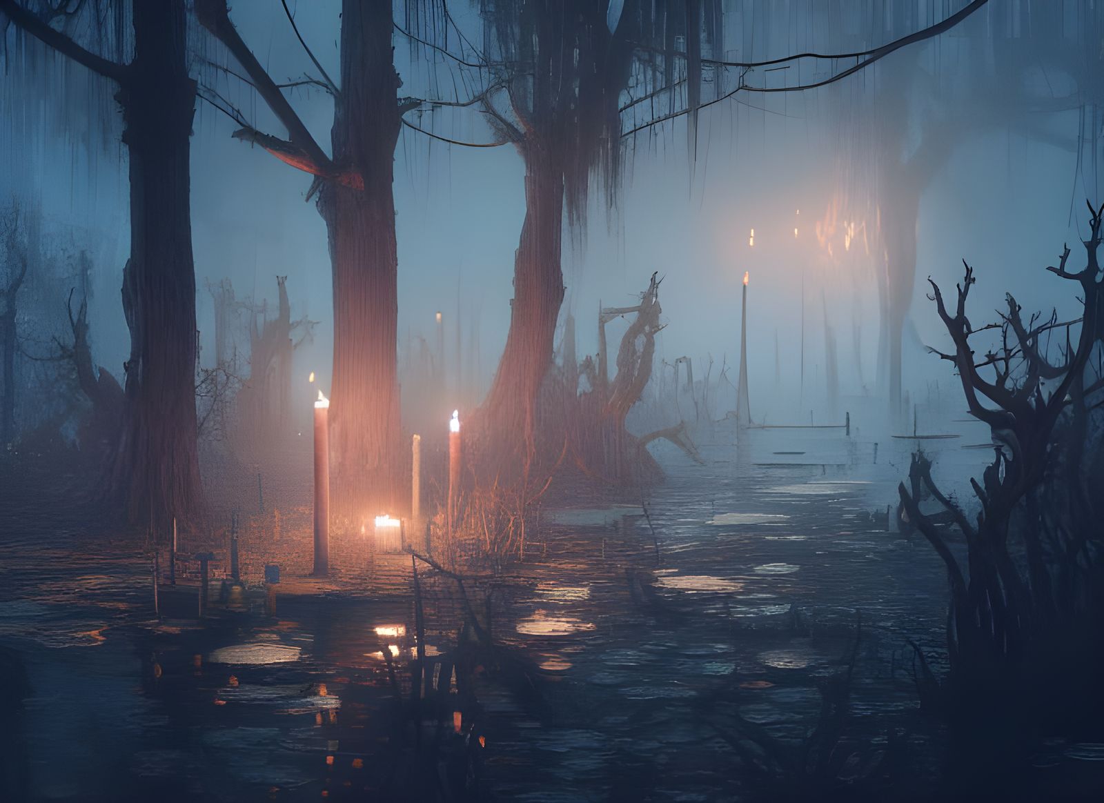 Graveyard Gallows Tree in Art Nouveau Style