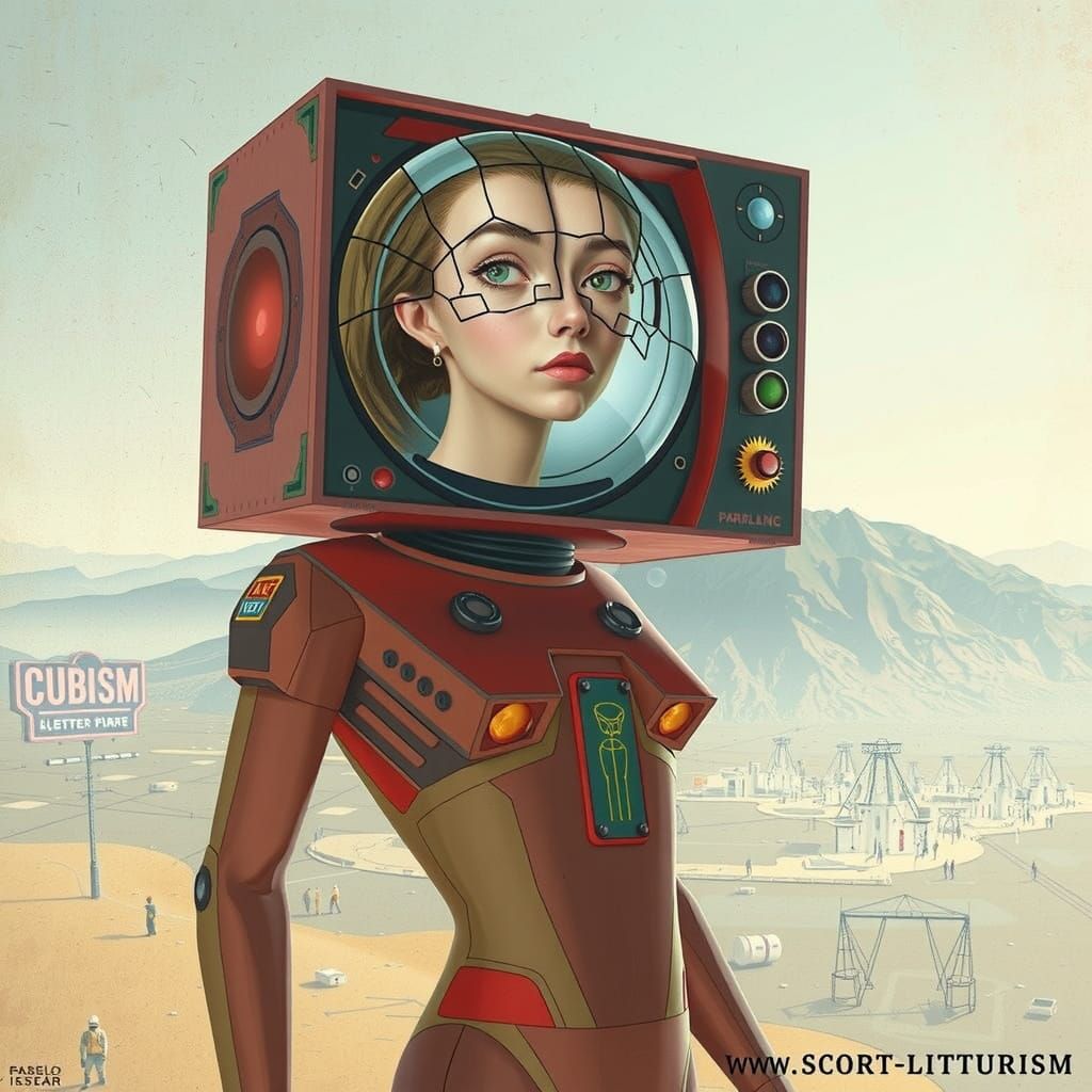 Cubist Retrofuturism Art