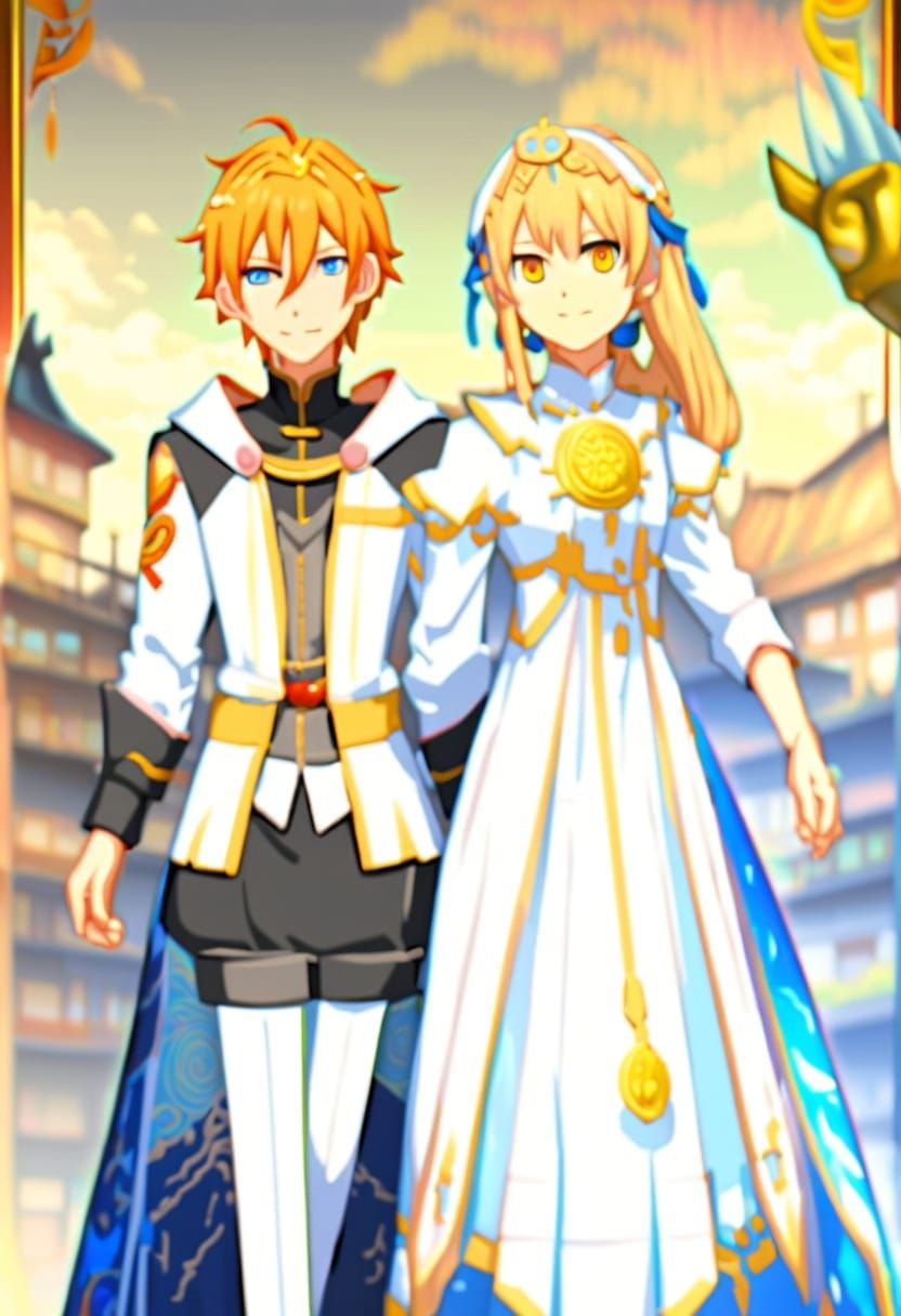 Naruto and Hinata: Vibrant Anime Sunset