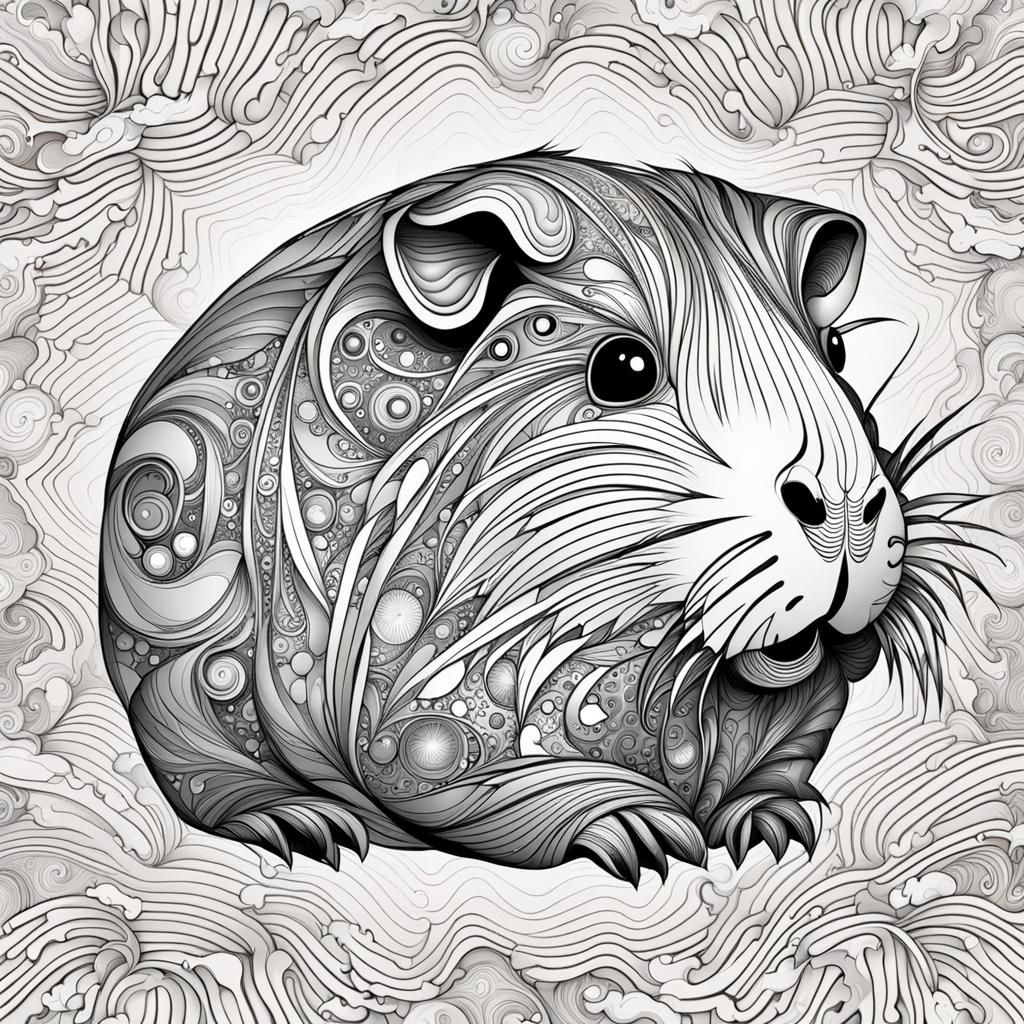Guinea Pig Among Stars in Abstract Vector Art