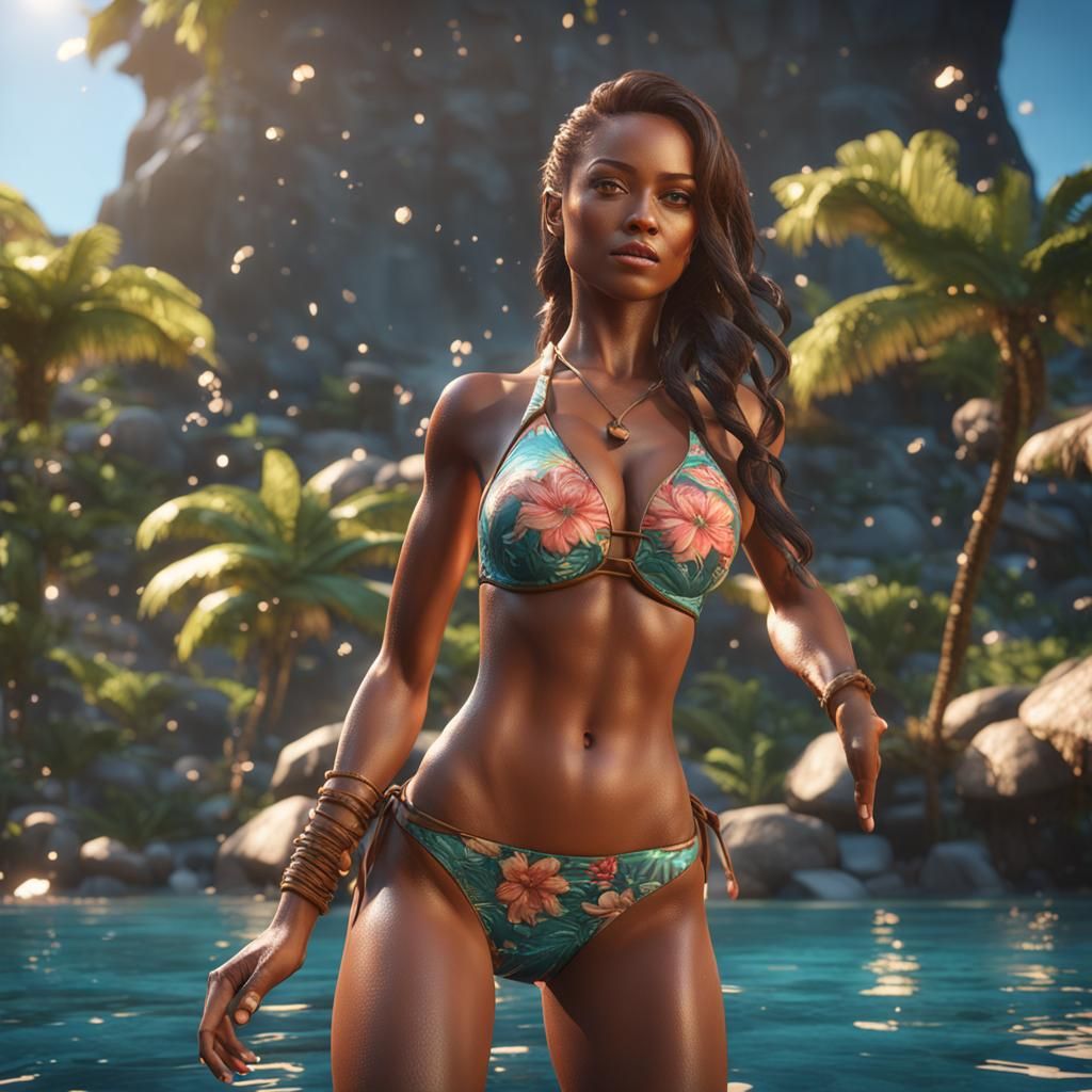 Beautiful Woman in Bikini: 3D Game Cinematic