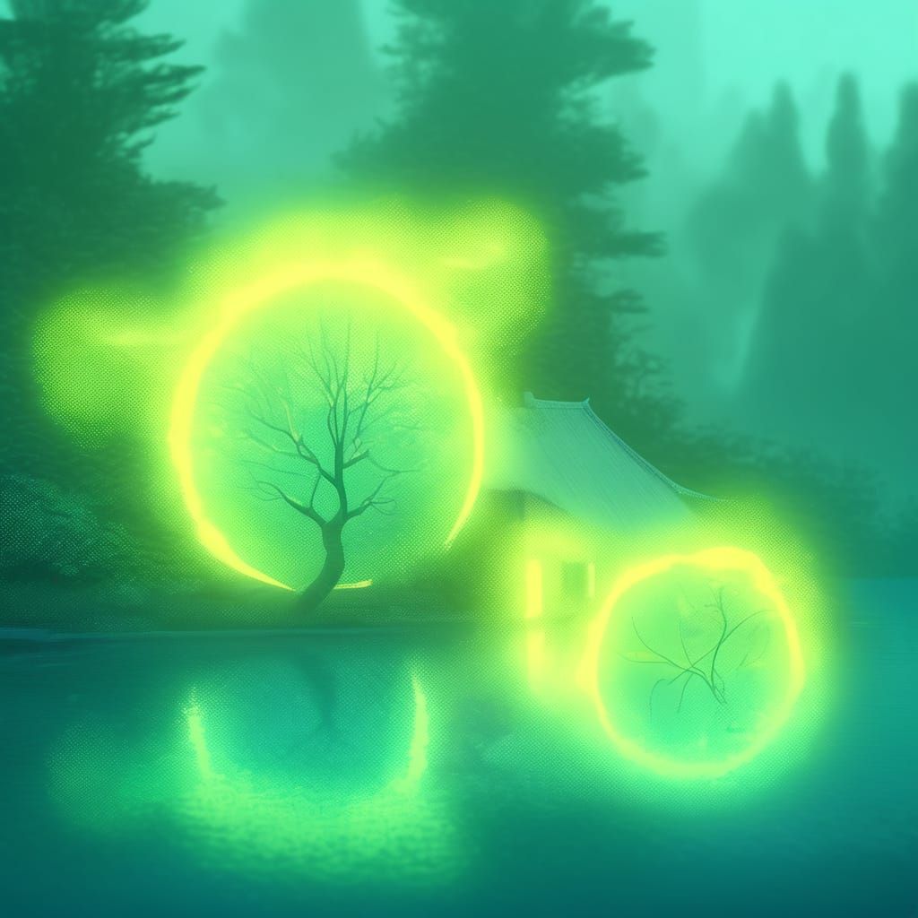 Ethereal Concept Art: Glowing Outline and Clear Wolf in Drea...