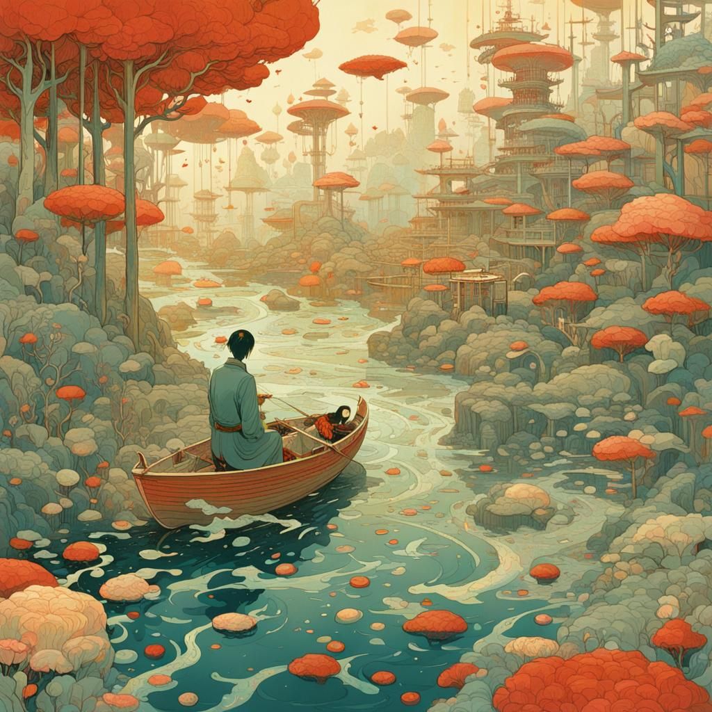 Intricate Surreal Illustration in Mixed Media Style