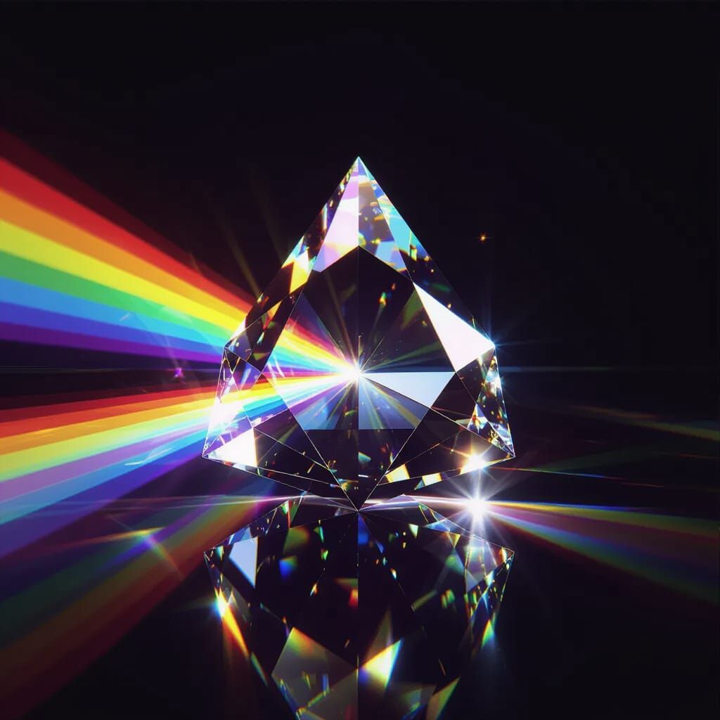White Light Refracts Through Crystal Prism Creating Rainbow ...