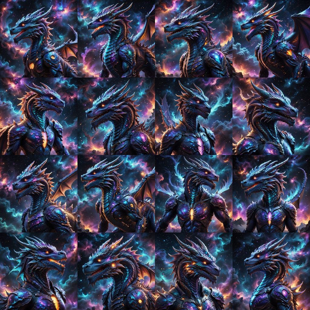 Bioluminescent Dragon Soaring Through Stardust Nebula