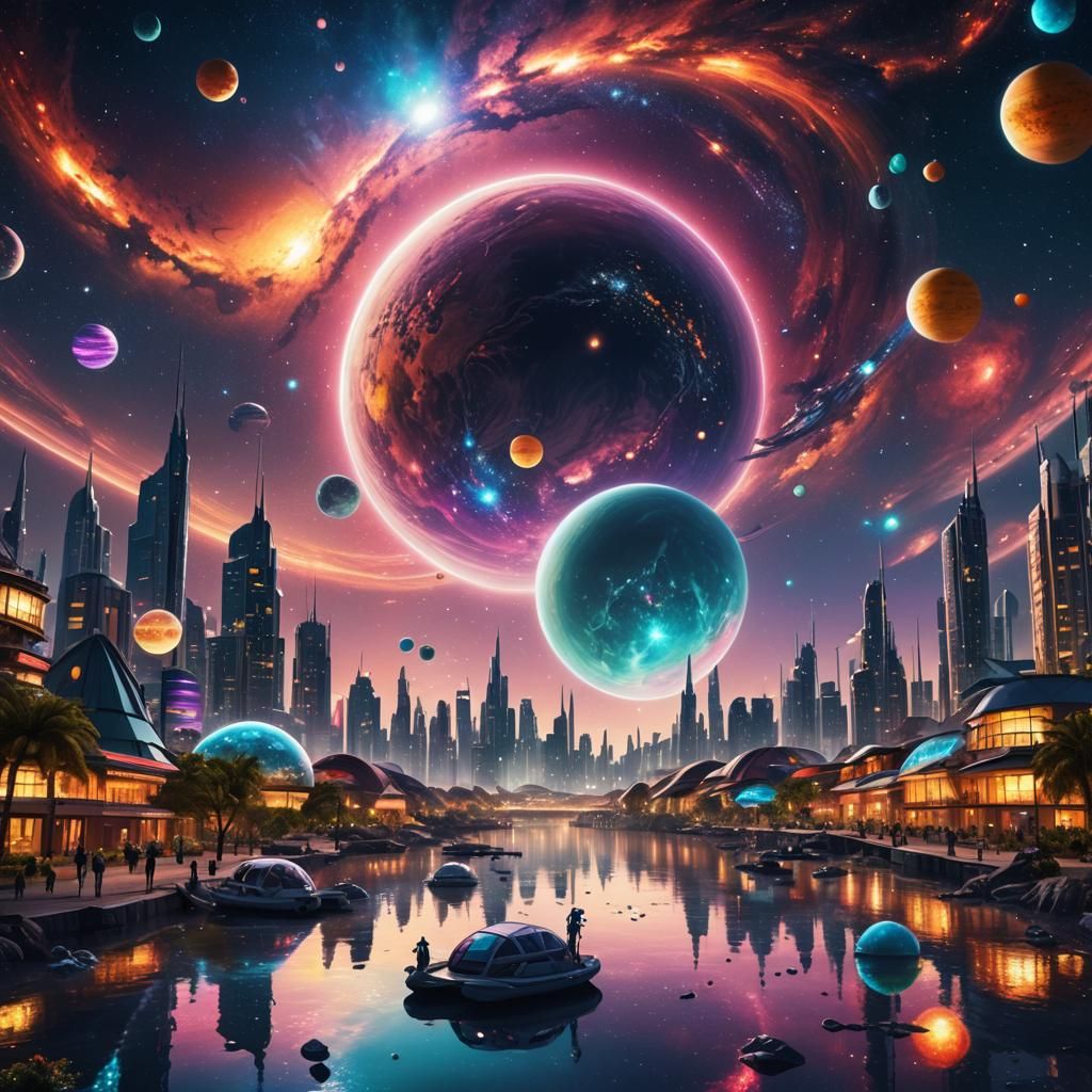 Futuristic Water City on Alien Planet