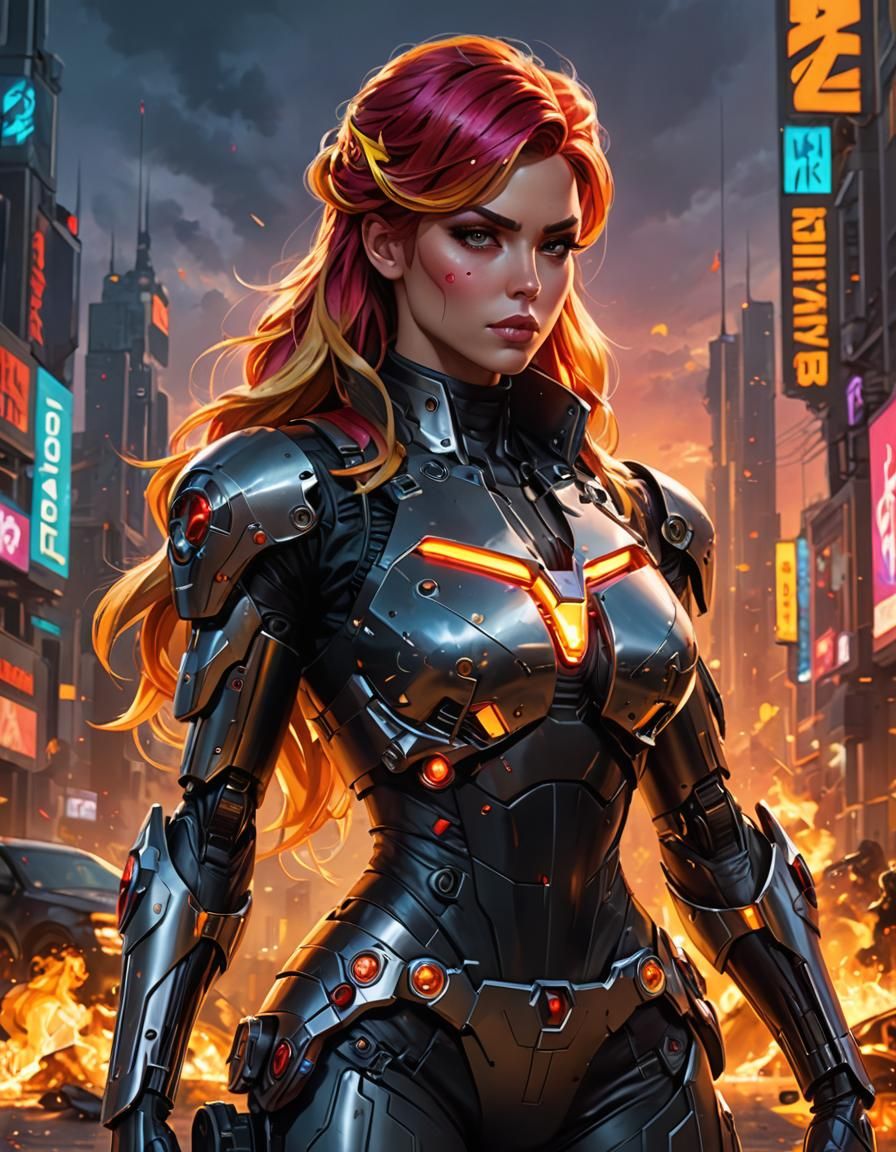 Sunset Shimmer as Terminator: 8K Anime Art