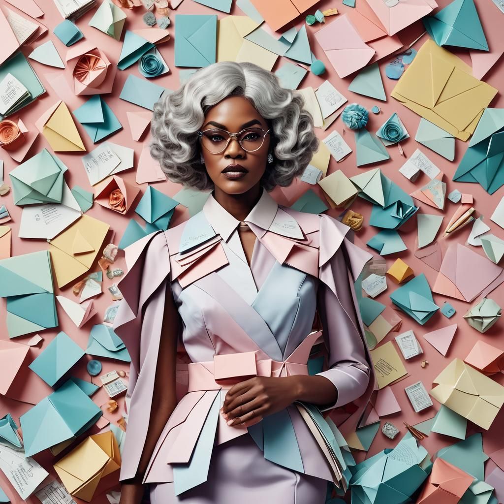 Origami Fashion: Madea in Post-Modern Papercraft Dress