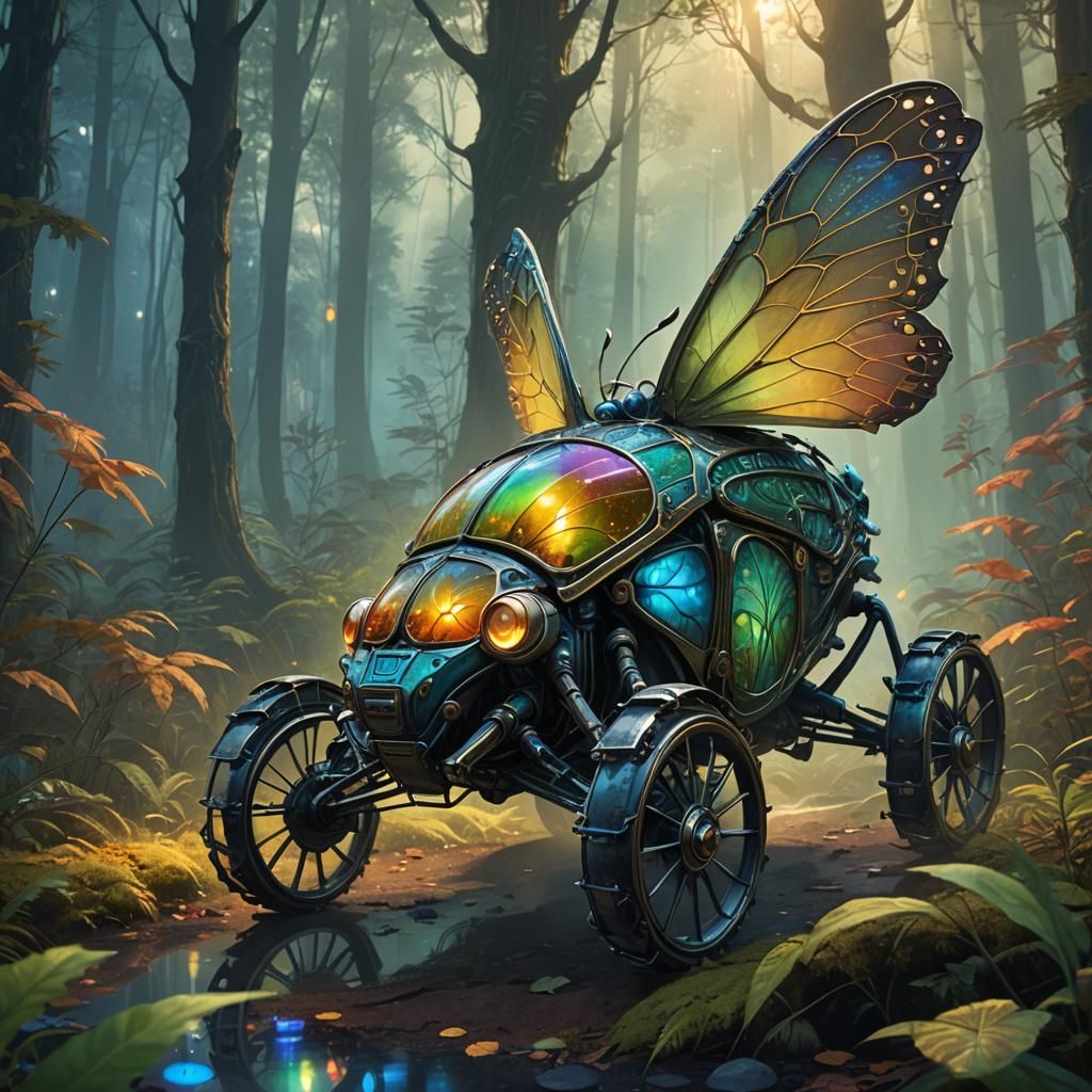 Buggy and Glowing Bug in Misty Forest