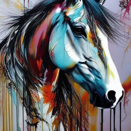 Majestic Unicorn Portrait in Graffiti Art Style