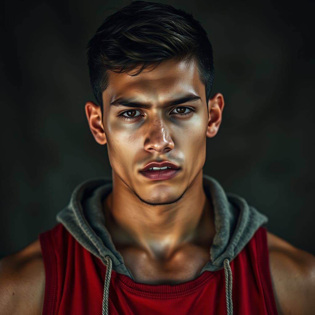 Realistic Portrait of a Rugged 21-Year-Old Man