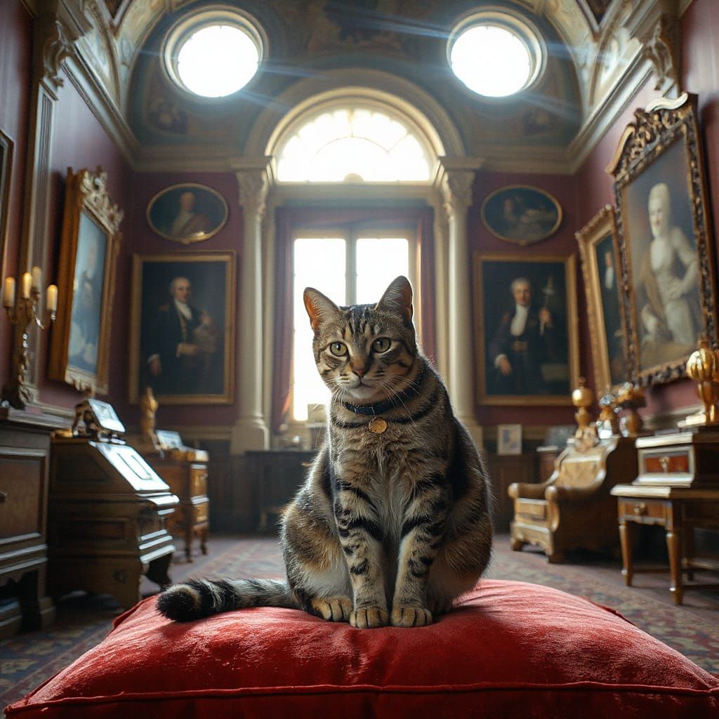 Tabby Cat Reigns in Palace Filled with Artifacts