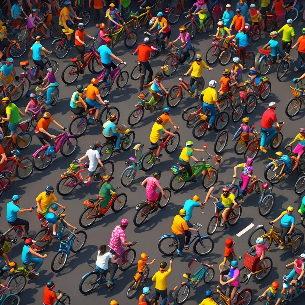 Joyful Bicycle Party with Music in Bold Colors