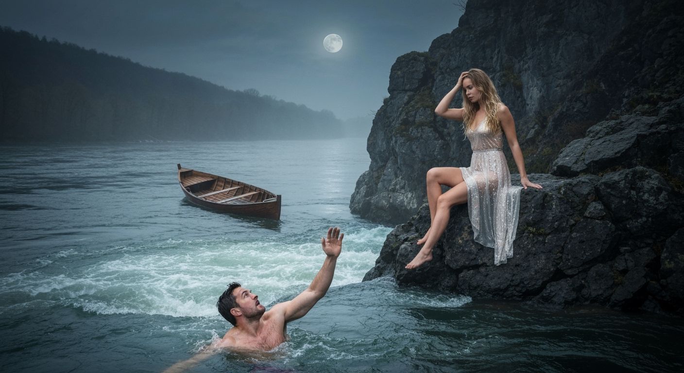 Dramatic Rhine River Scene with Loreley Rock