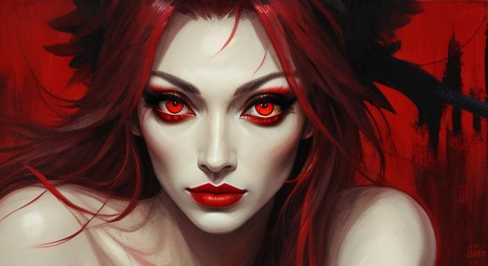Red-Eyed Woman Portrait