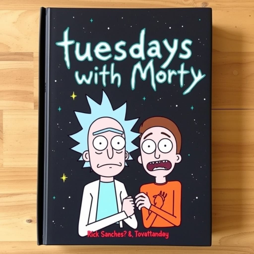 Rick and Morty Book Cover Art in Cartoon Style