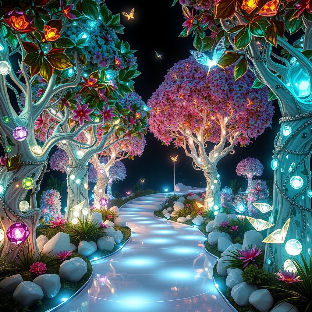 Diamond Trees in Crystalline Botanical Garden