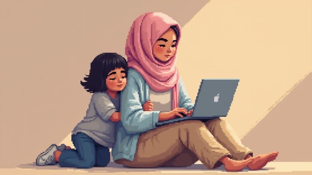 Serene Indonesian Woman in Pixel Art Style