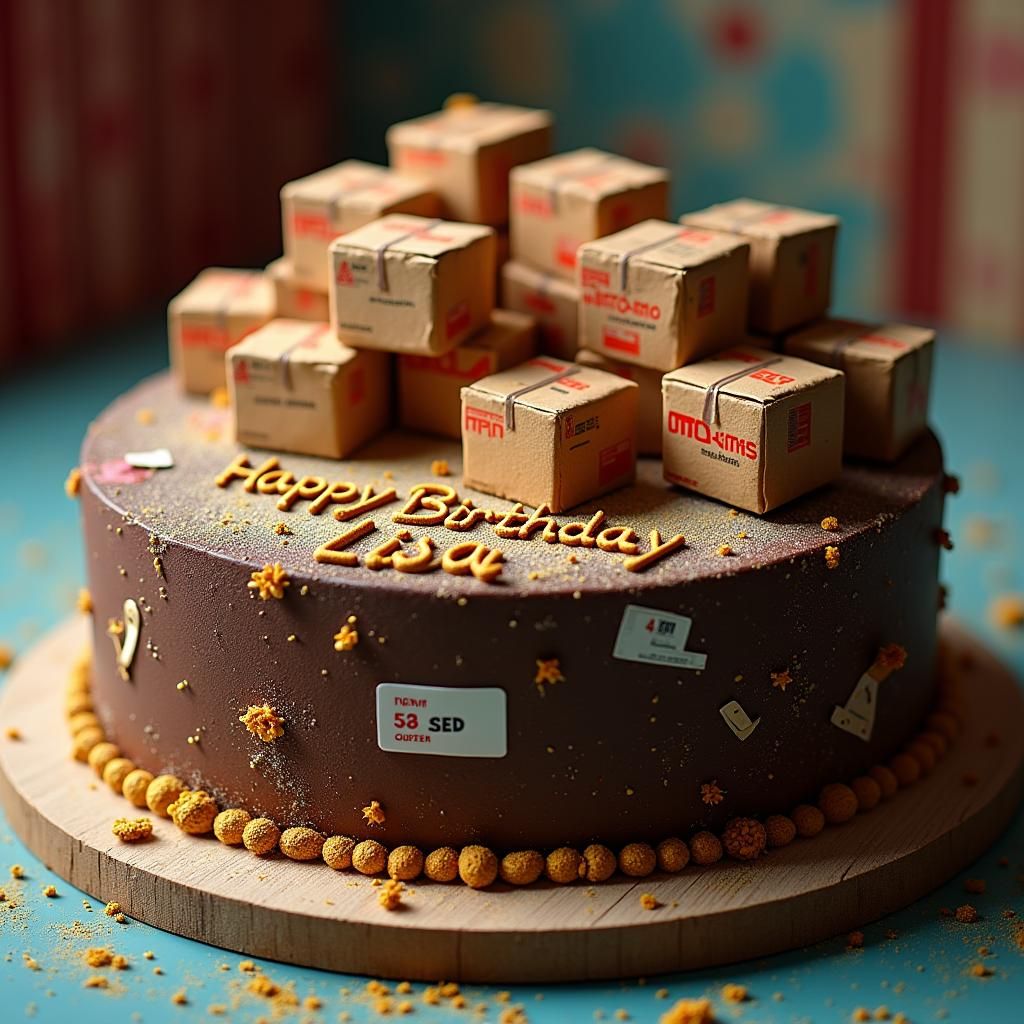 Freight Theme Birthday Cake: Hyperrealistic Masterpiece