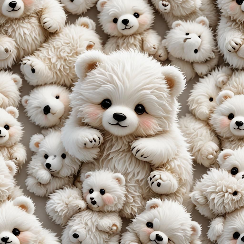 Adorable White Furry Baby Bear Chibi