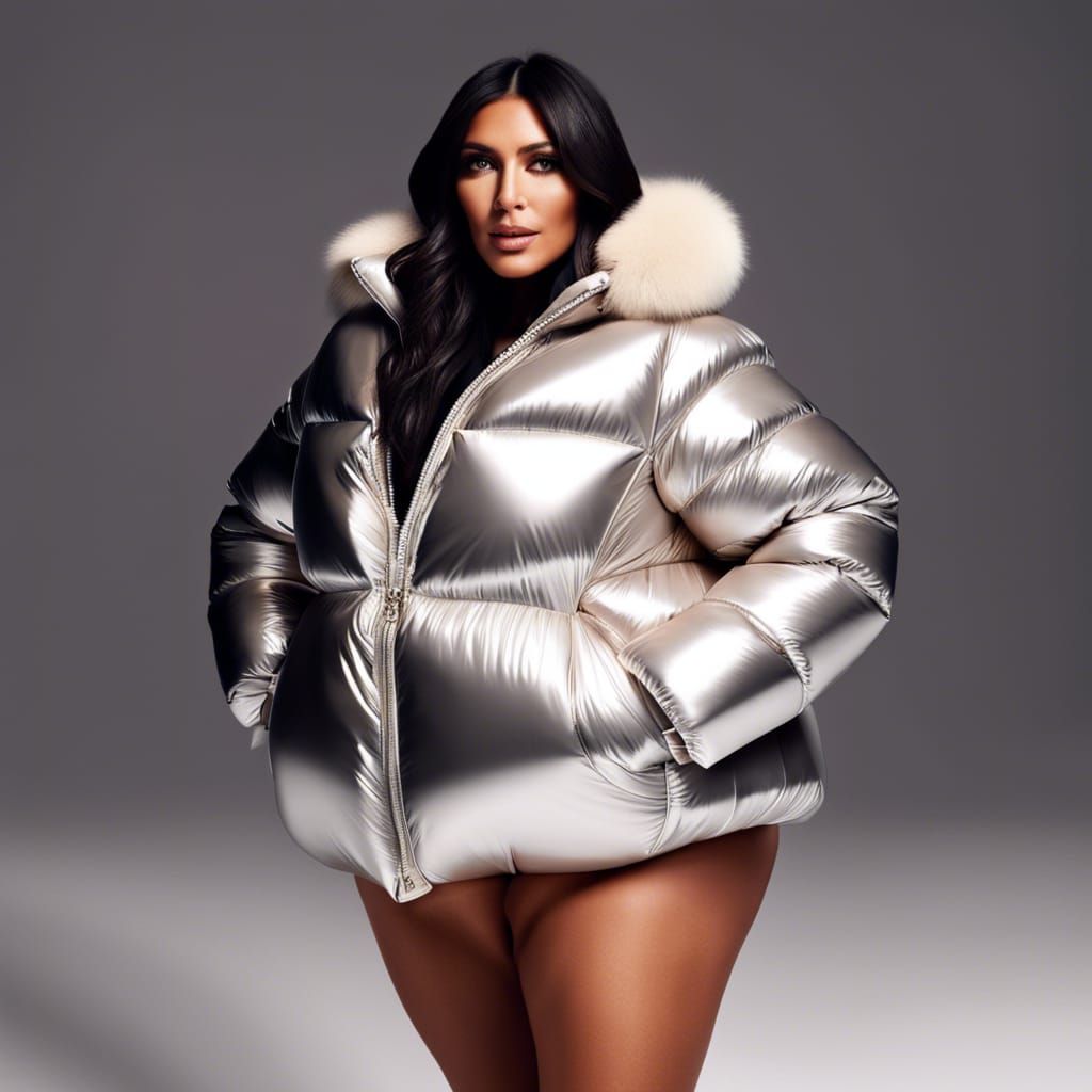 Curvy Woman in Bikini and Puffer Jacket Portrait