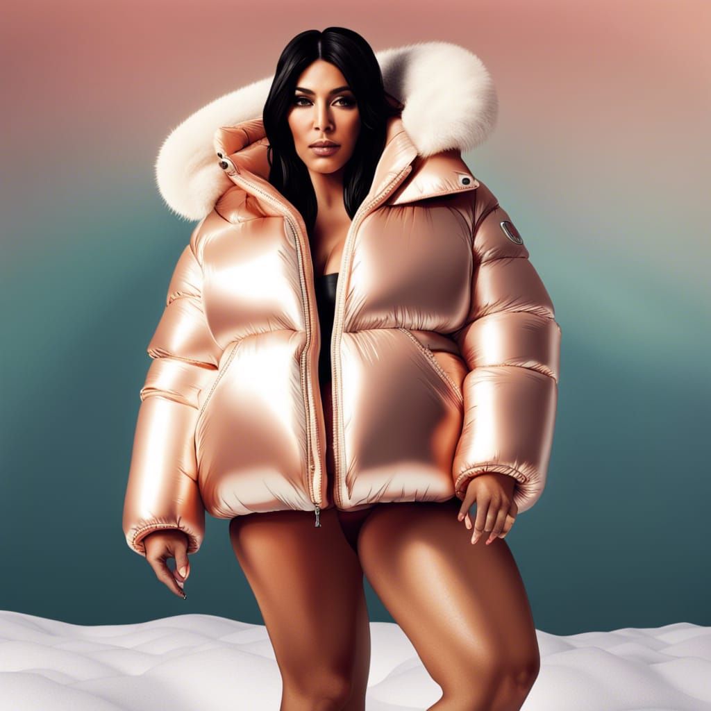 Curvy Woman in Bikini and Puffer Jacket Portrait