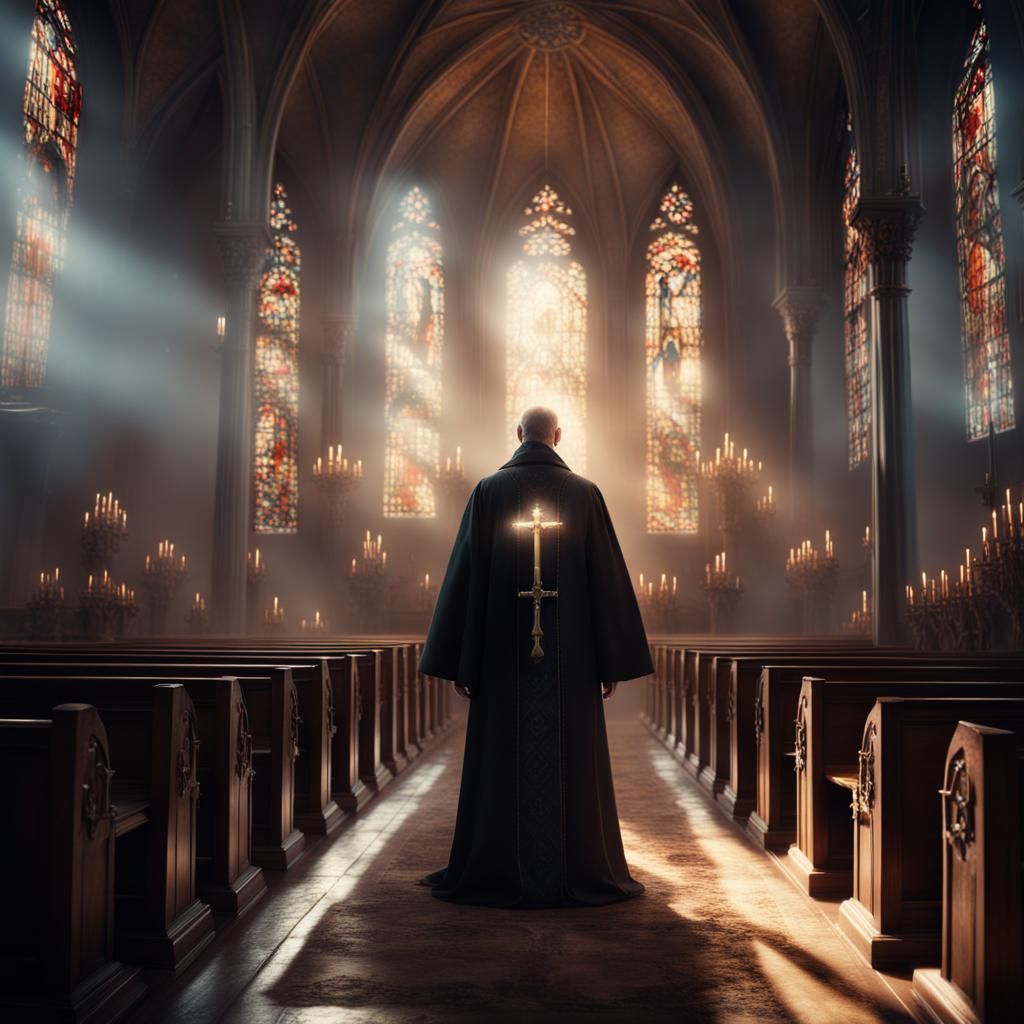 Priest with Holy Aura Defends Church