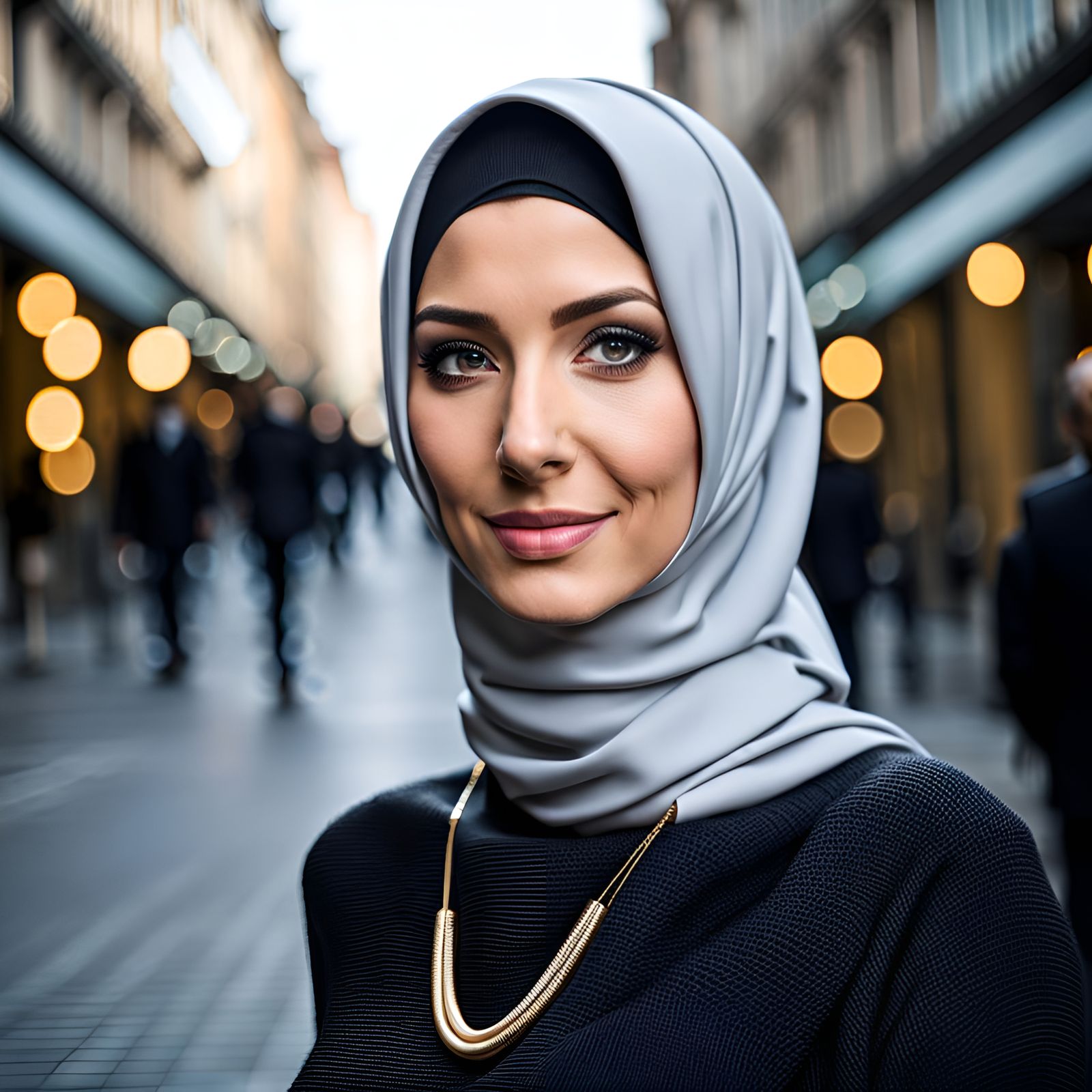 Stunning Woman in Hijab, Cologne City Portrait